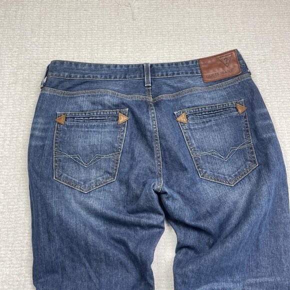 Guess Vermont Slim Men Blue Denim Cotton Straight Leg Distressed Jean Size 34X29 - Picture 9 of 9
